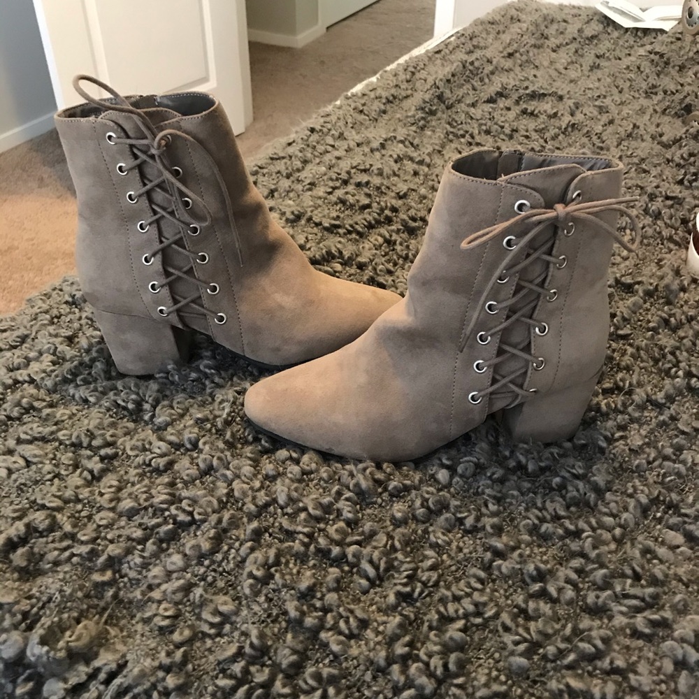Faux suede booties